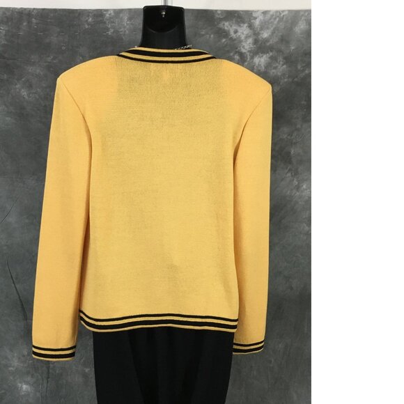 BEAUTIFUL St John collection knit yellow black jacket skirt suit size 8 10 - Picture 8 of 10